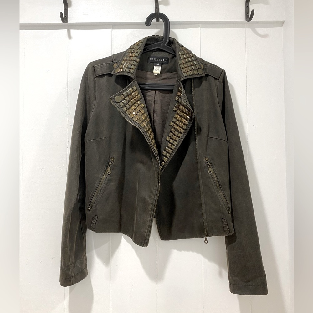 Denim jacket with studs